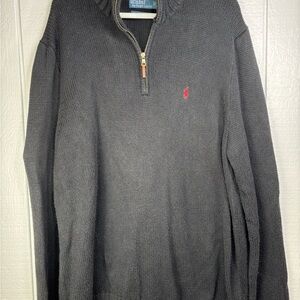 Ralph Lauren Men's Black 2XLT 1/4 Zip-Up Sweater Cotton Casual